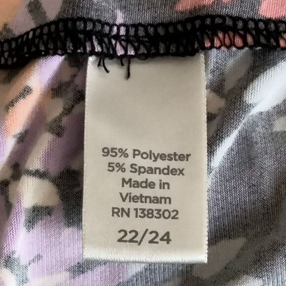 Avenue Plus Size 22/24 Dress Faux Wrap Abstract Leaf Print 3/4 Sleeves Tie Waist - Picture 8 of 9